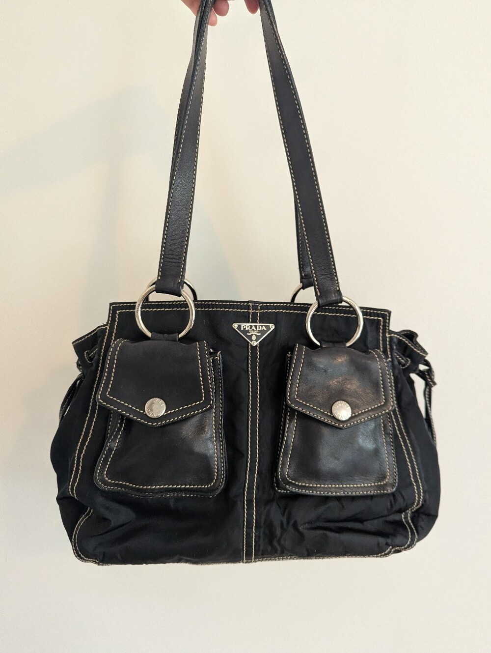 Black Prada Tessuto Marines Tote Bag